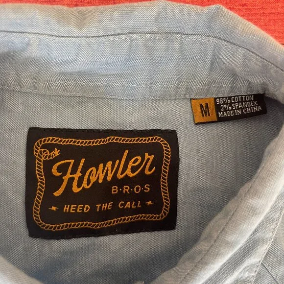 Howler Bros Men’s Pearl Snap Lightning Bolt Western Short Sleeve In Blue‎ - Picture 2 of 4